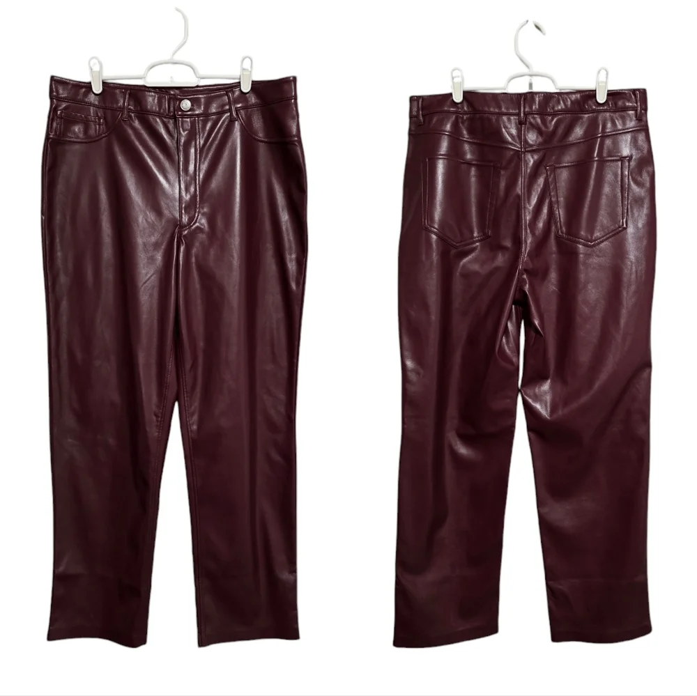 Joie faux leather pants in burgundy - Picture 2 of 7